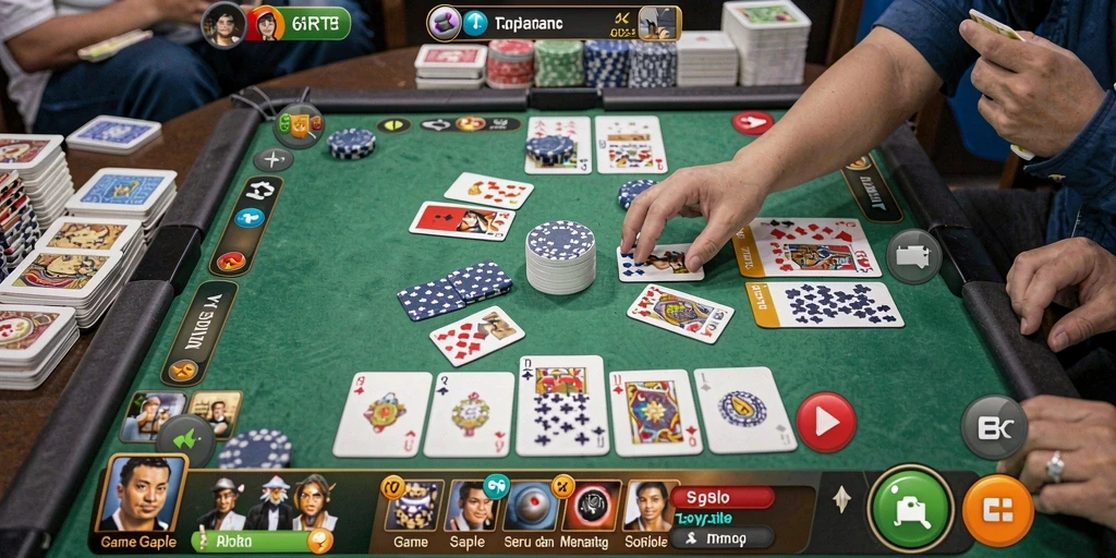 Screenshot gameplay Gaple yang menampilkan serunya bermain bersama teman.