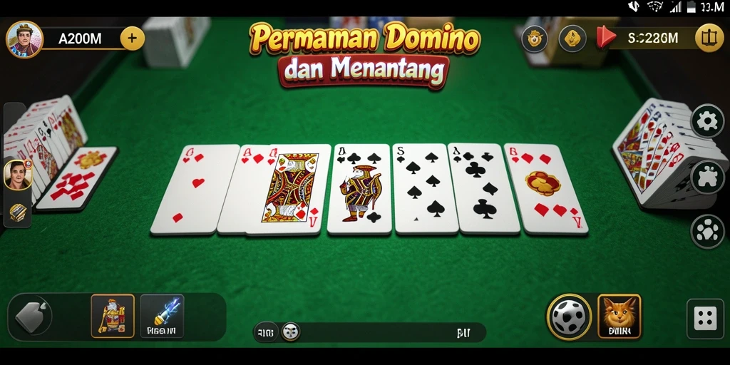 Screenshot A200M menampilkan gameplay domino yang seru dan interaktif.