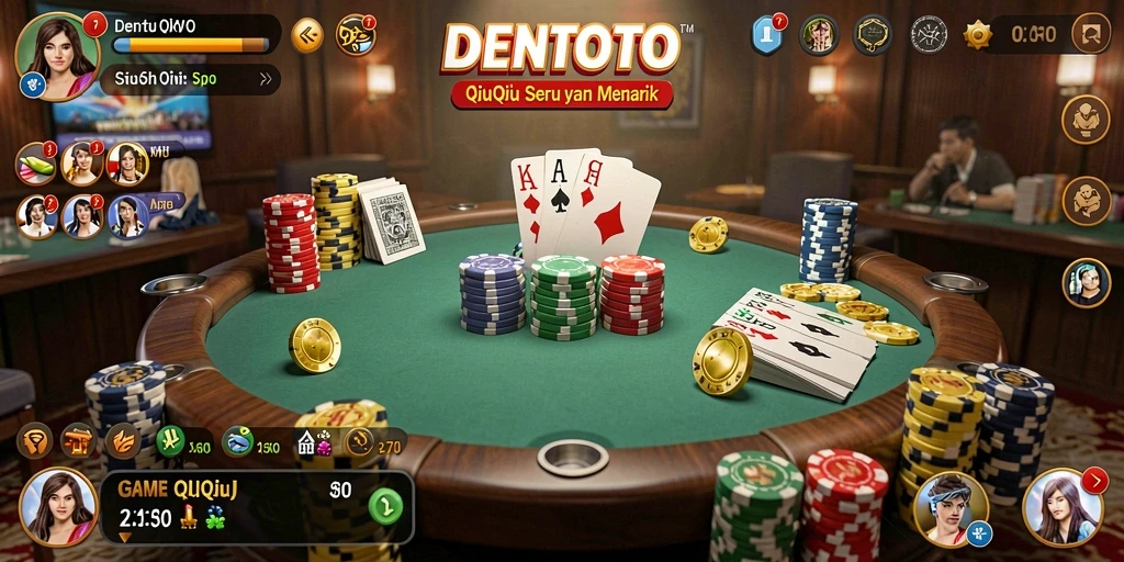 Tampilan menarik gameplay DENTOTO dalam permainan QiuQiu.