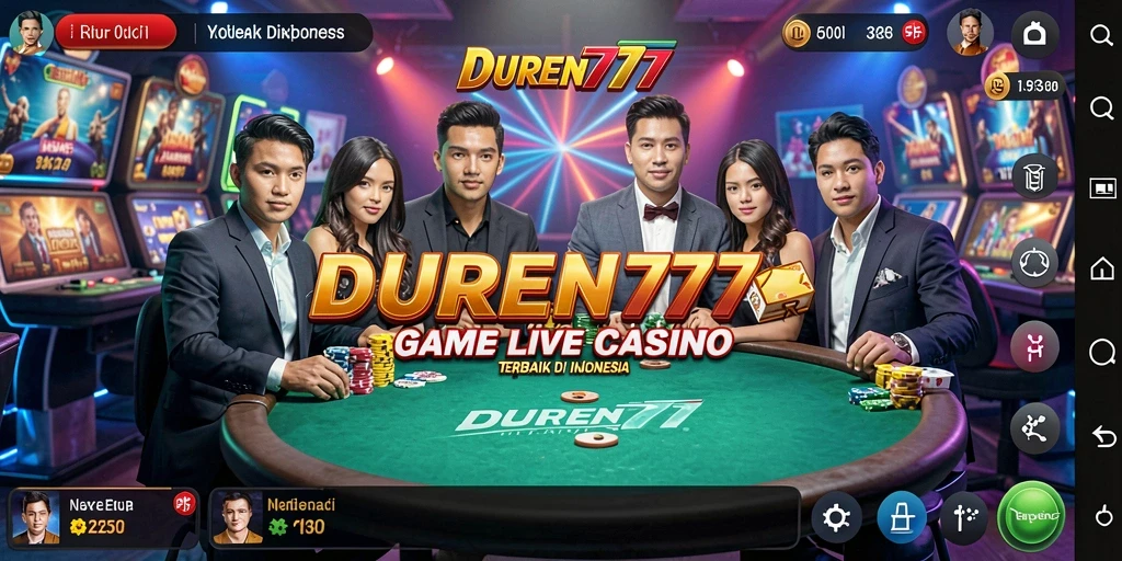 Screenshot gameplay DUREN777 dengan dealer langsung di kasino.