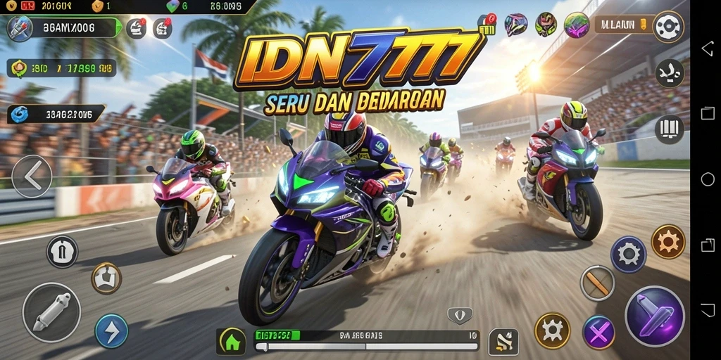 Tampilan menarik dari gameplay balapan motor yang mendebarkan.