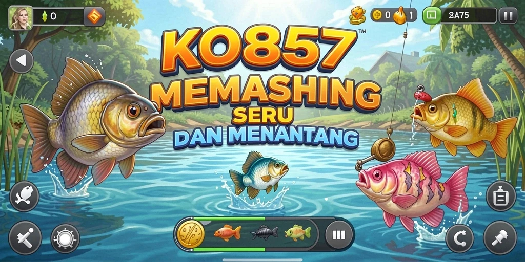 Screenshot KO857 menampilkan aksi seru memancing di lokasi yang menakjubkan.