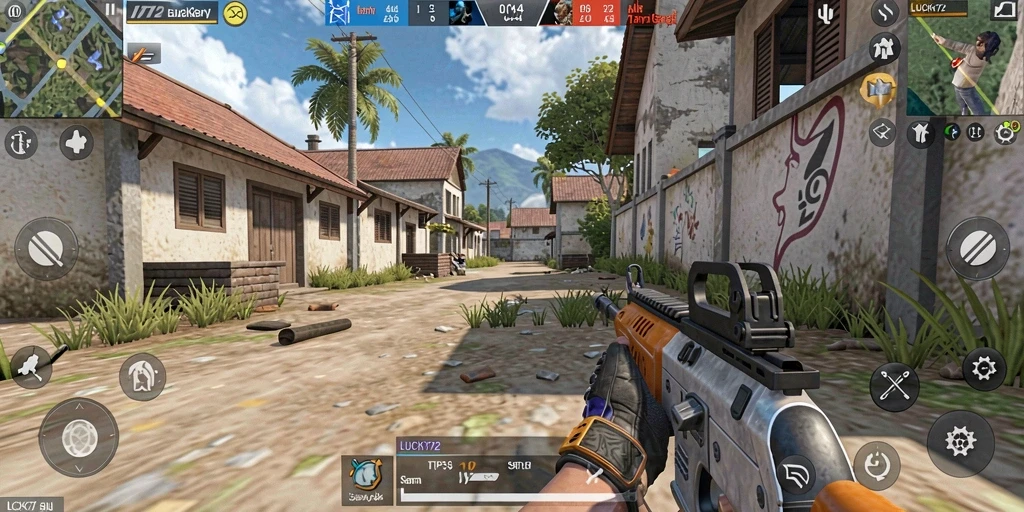 Tampilan gameplay LUCKY72 menampilkan aksi menegangkan dalam pertempuran TPS.