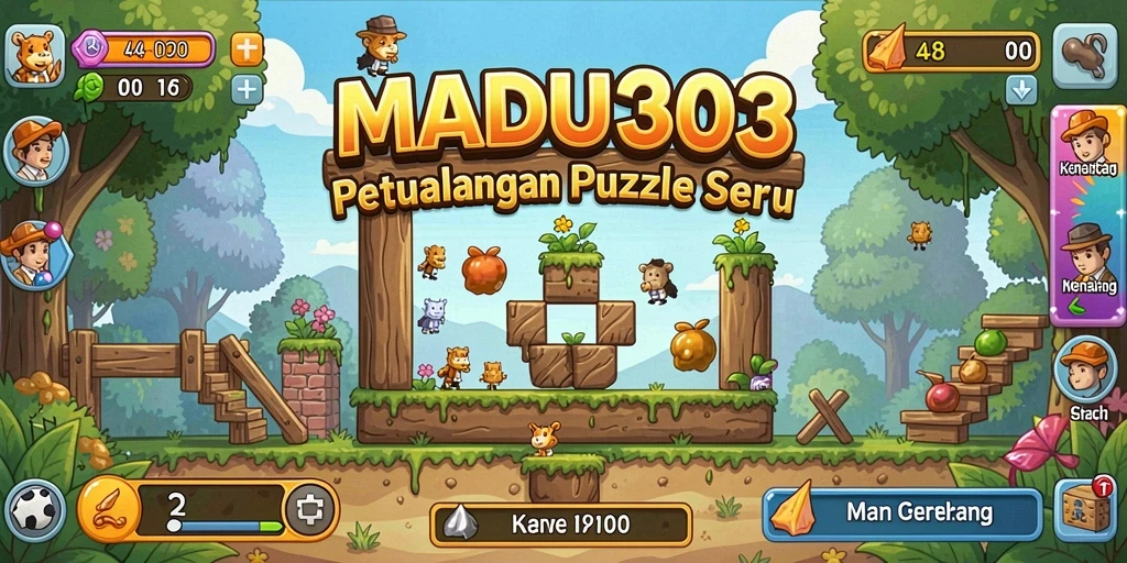 Tampilan gameplay seru dari MADU303 yang menantang pemain dengan teka-teki.