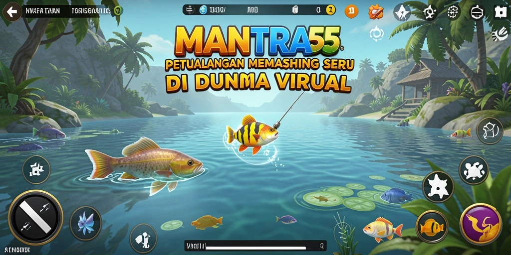 Tampilan gameplay menarik dari MANTRA55 dengan aksi memancing yang seru.