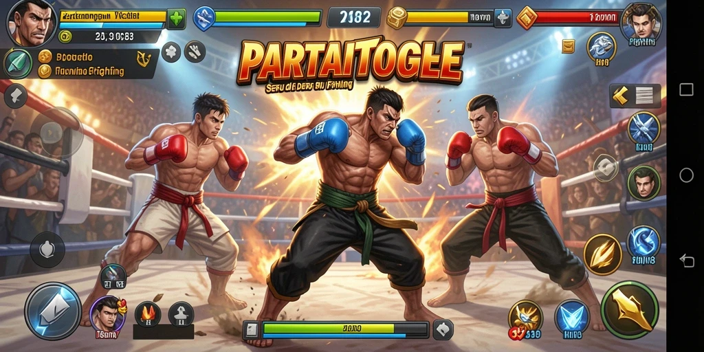Tampilan aksi menegangkan dalam permainan Fighting.
