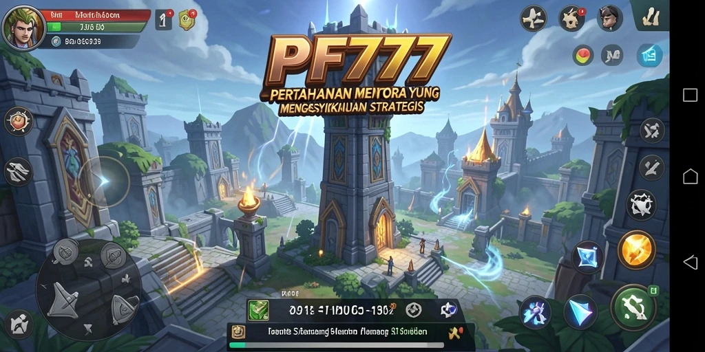 Tangkapan layar gameplay PF777 dengan aksi menara yang mendebarkan.