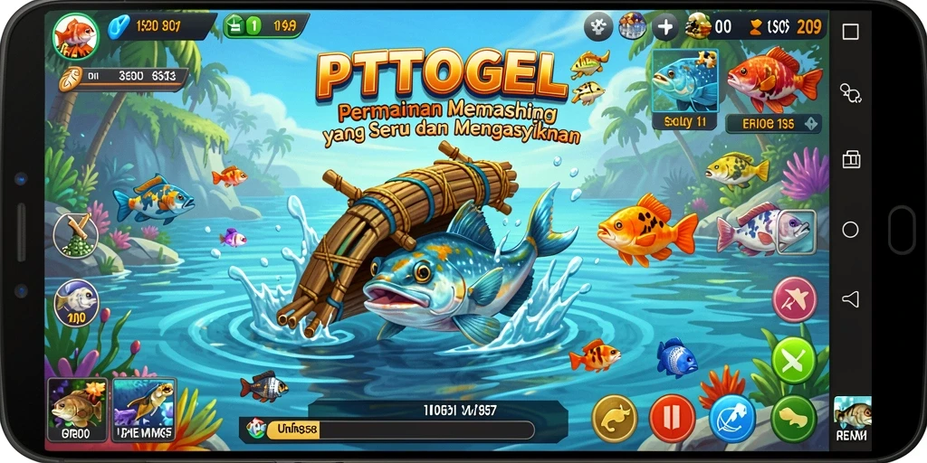 Tampilan gameplay PTTOGEL yang menarik saat memancing ikan.
