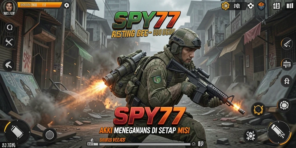 Tampilan mendebarkan dari gameplay SPY77 yang penuh aksi.