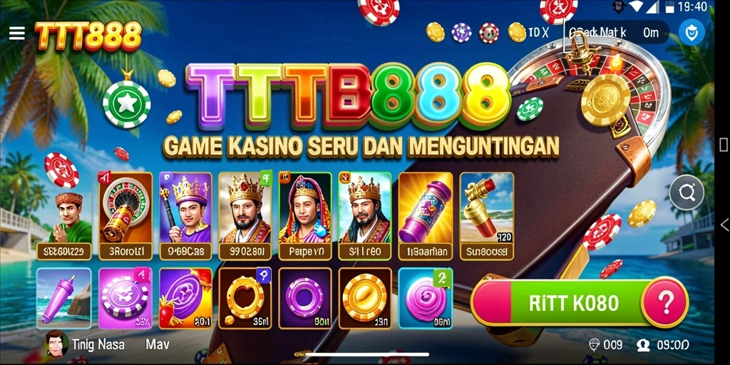 Tampilan gameplay Kasino TTT888 yang mendebarkan dan penuh warna.